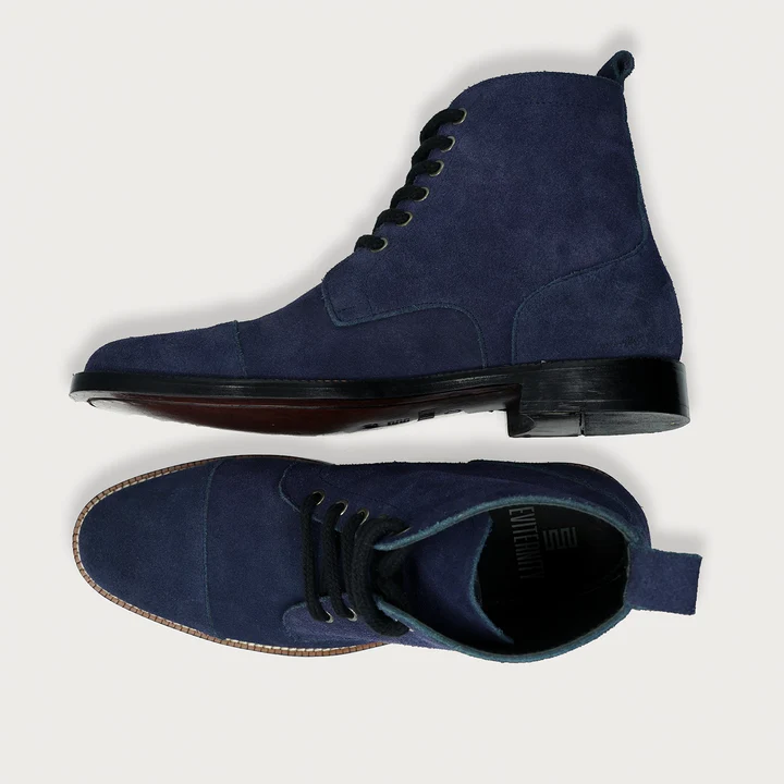Knight Derby Midnight Blue Suede Leather Boots - Image 6