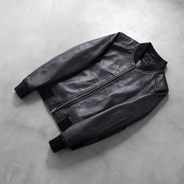 Bliss Black Leather Bomber Jacket - Image 2
