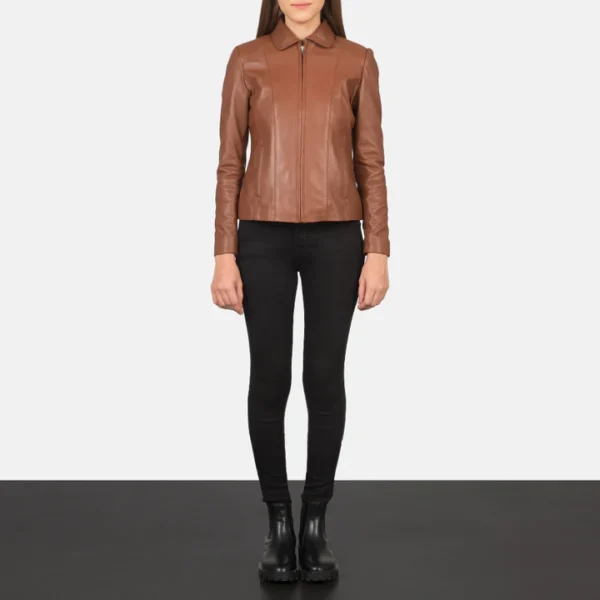 Colette Brown Leather Jacket - Image 4