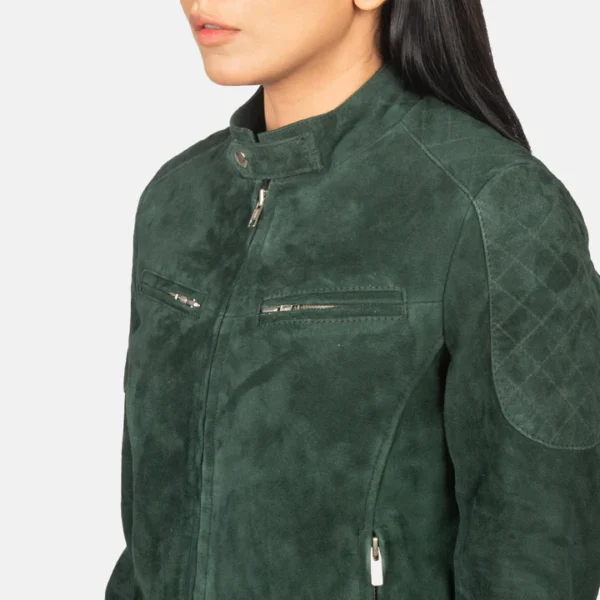 Zenna Green Suede Bomber Jacket - Image 2
