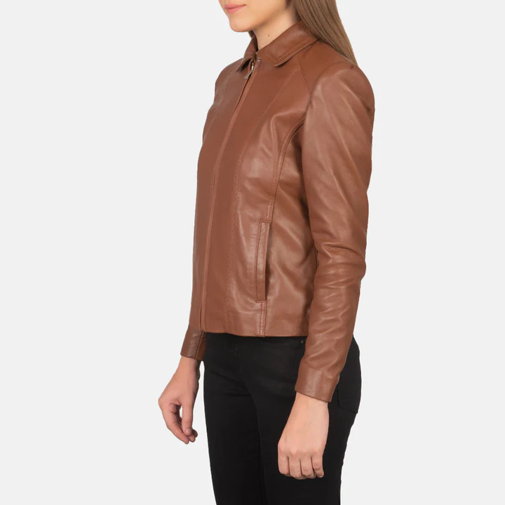 Colette Brown Leather Jacket - Image 5